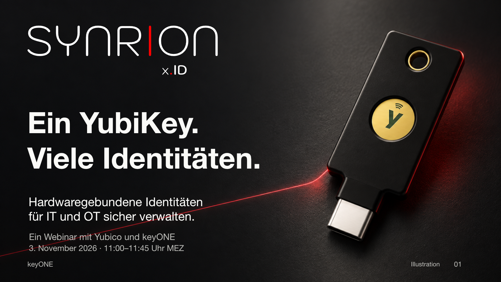 YubiKey mit SYNRION x.ID: Webinar zur sicheren Verwaltung hardwaregebundener Identit&auml;ten f&uuml;r IT und OT.